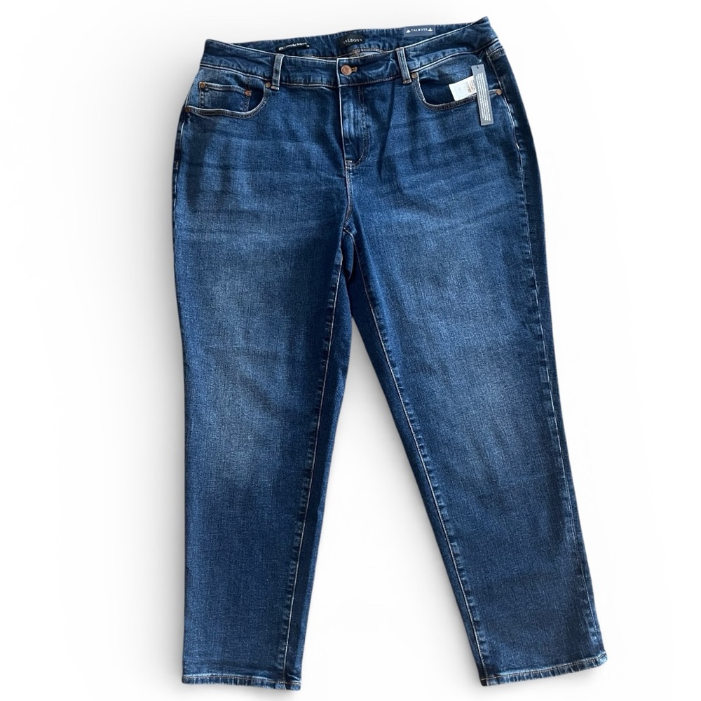 Talbots Everyday Relaxed Dark Wash Denim Blue Jeans Sz 16W Plus Ankle Length NWT